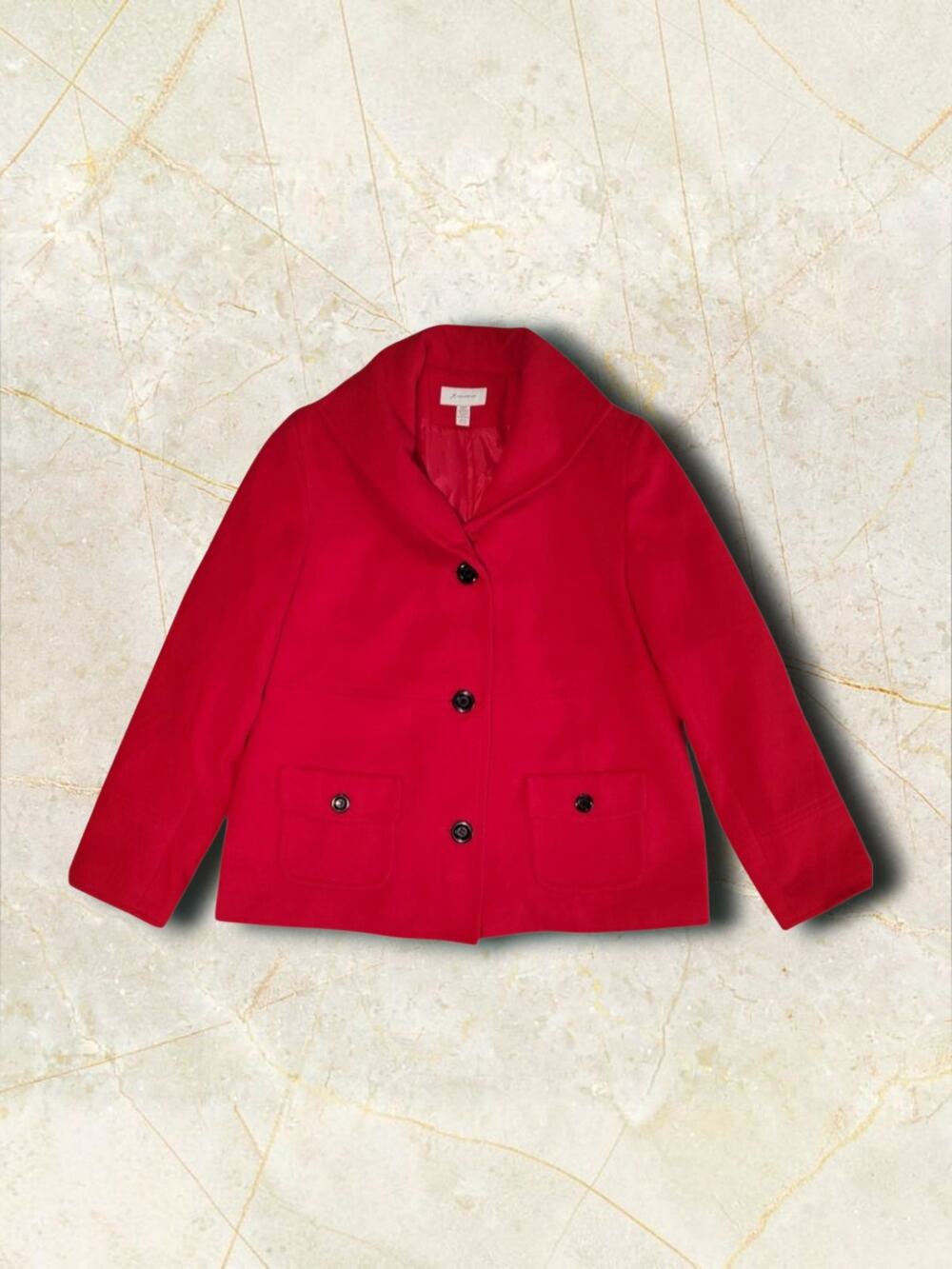 Vintage JM Collection Red Single-Breasted Pea Coat